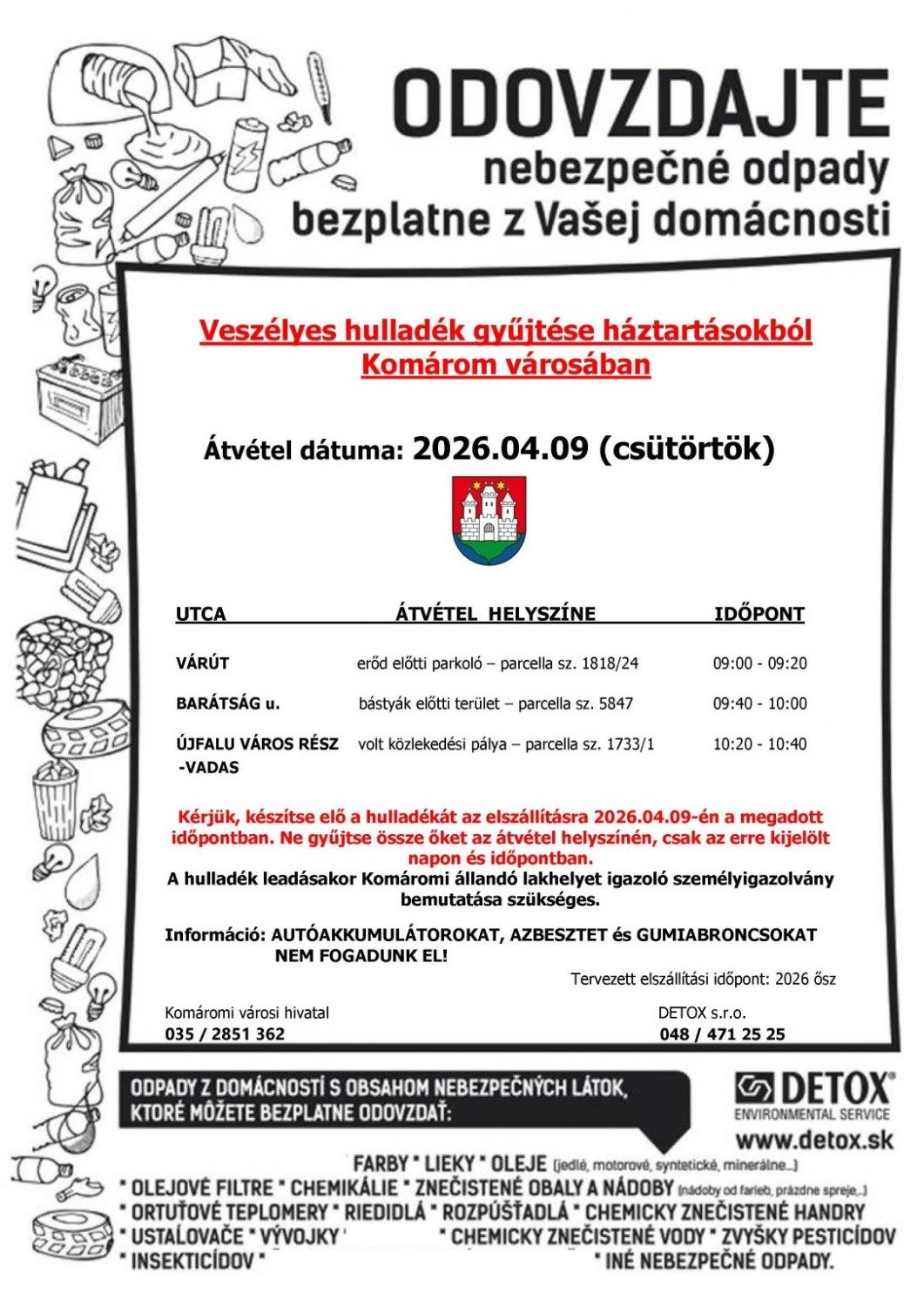 Háztartási veszélyes hulladék ingyenes leadása április 9-én 2 2026 komarno tavasz 1086x1536 1