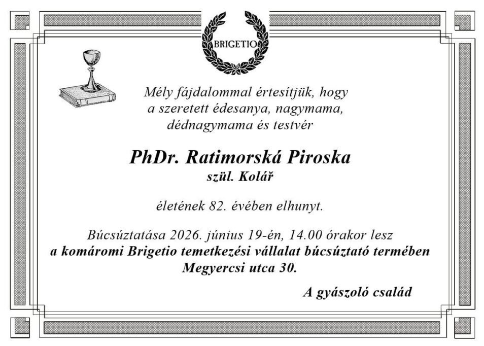 Elhunyt Ratimorsky Piroska régész 2 IMG 20260616 WA0007