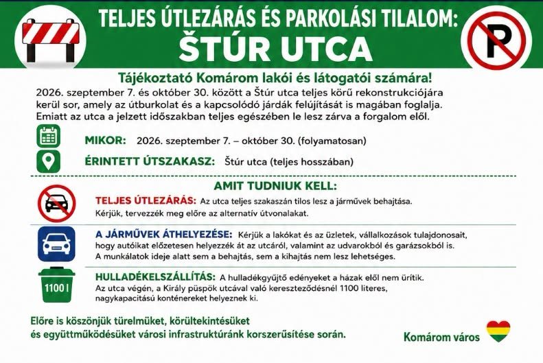 Október végéig teljes egészében lezárják a Štúr utcát 2 792910610 1079596634655142 7302749639881155244 n